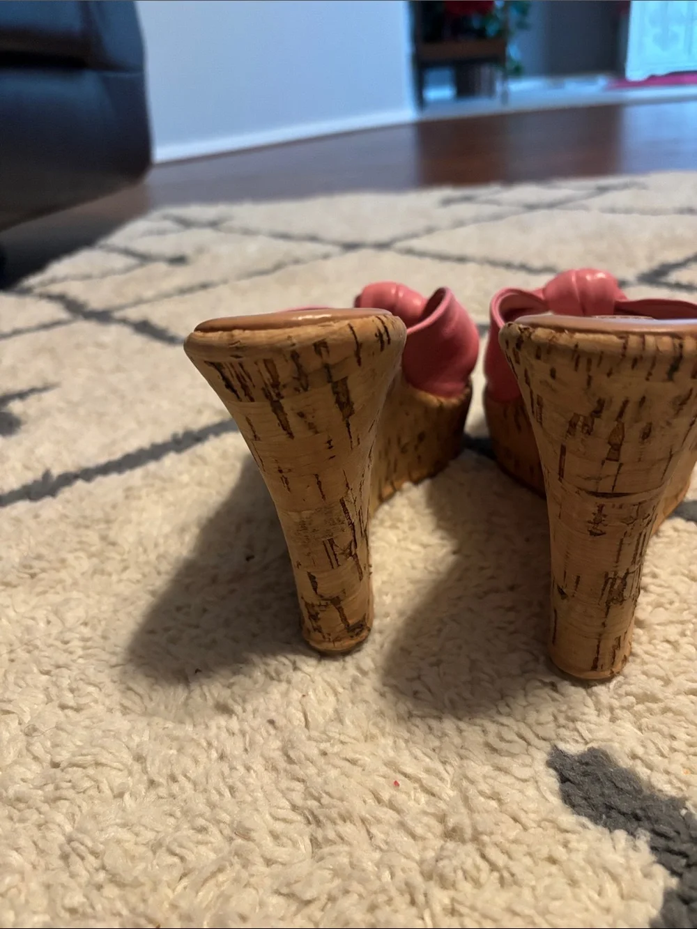 Steve Madden Pink Knot Cork Wedge Slip Ons